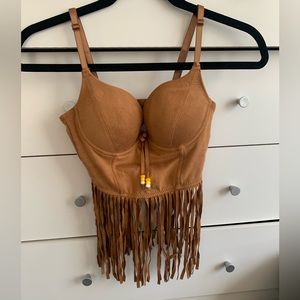 Brown hippie corset top